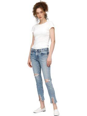 Moussy Vintage MV distressed raw hem Ithan jeans